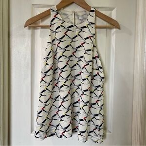 J. Crew White Tank Top with Colorful Pattern